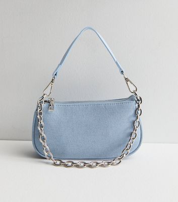 Public Desire Pale Blue Denim Chain Shoulder Bag