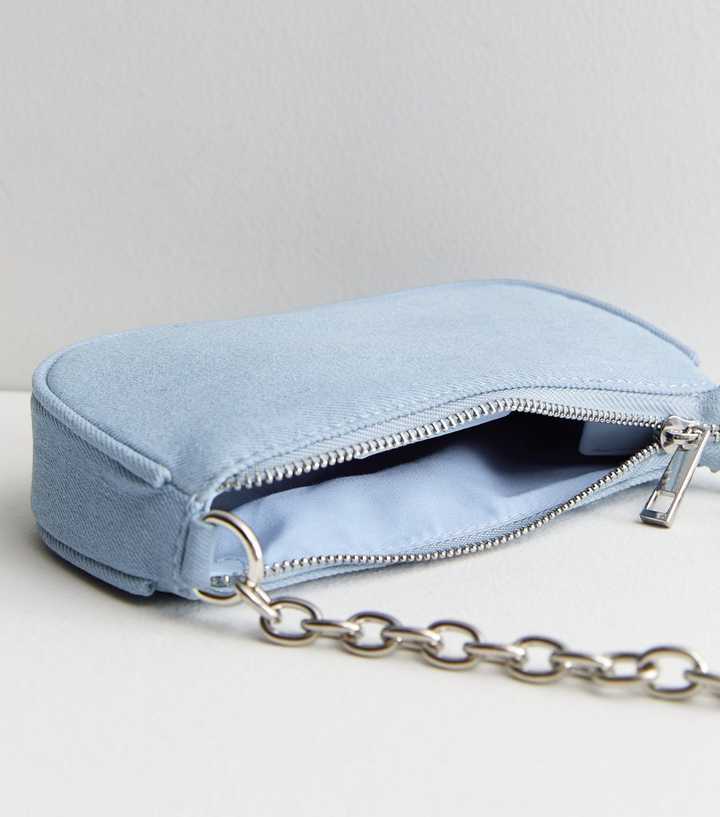 Public Desire Pale Blue Denim Chain Shoulder Bag