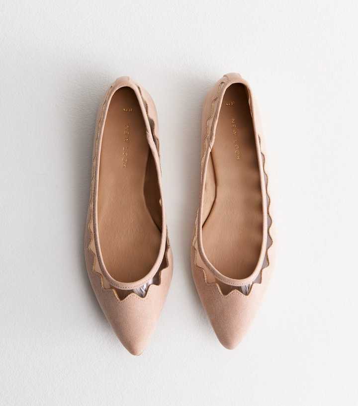 Pale Pink Suedette Pointed Ballet Pumps