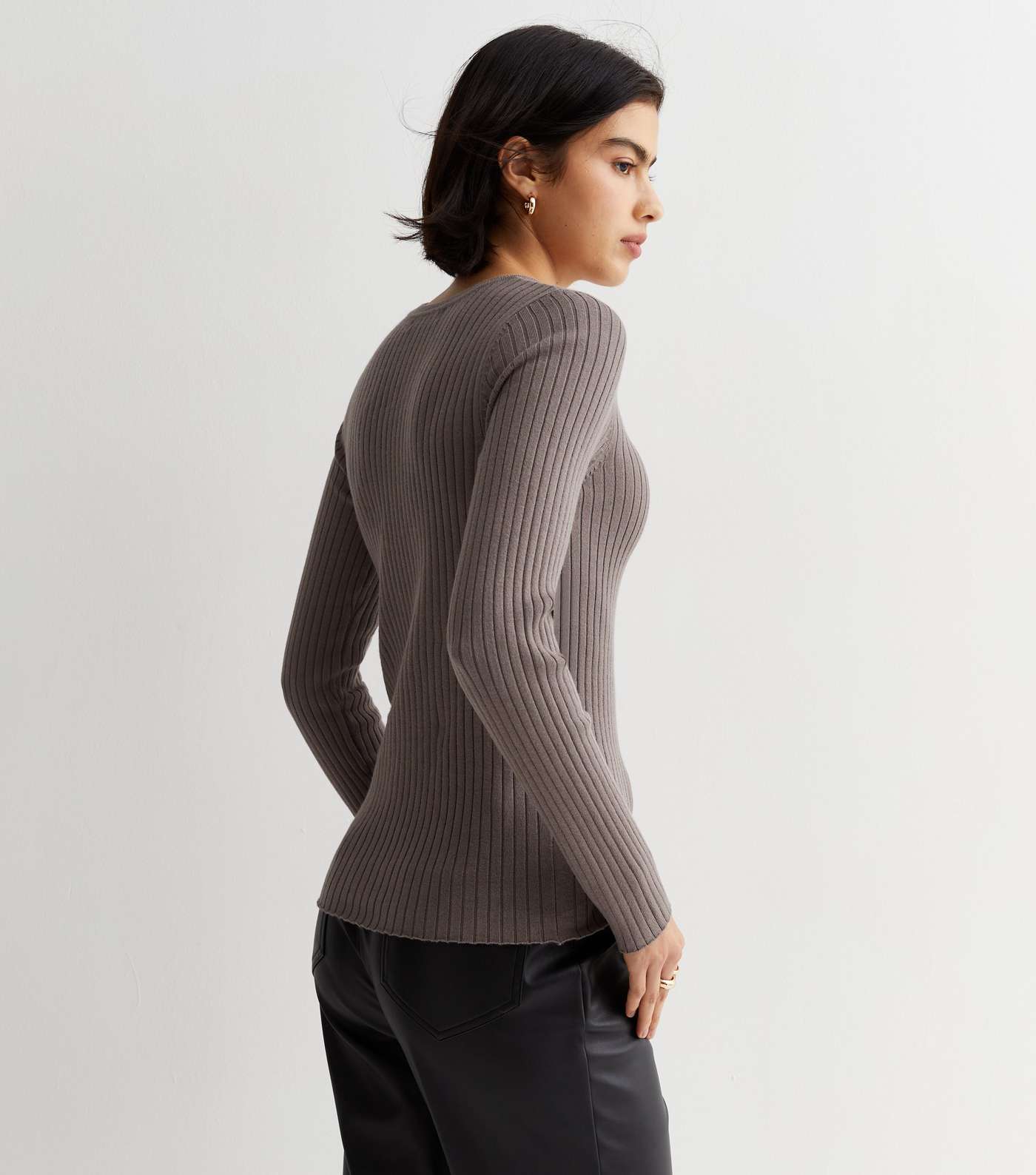 Mink Ribbed Knit Long Sleeve Top Image 4