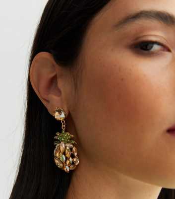 Gold Pineapple Gem Earrings