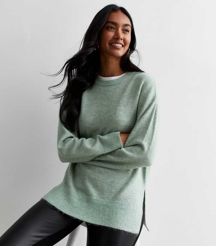 Light Green Knit Crew Neck Jumper | New Look