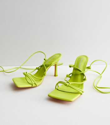 Public Desire Green Tie Strappy Stiletto Heel Sandals