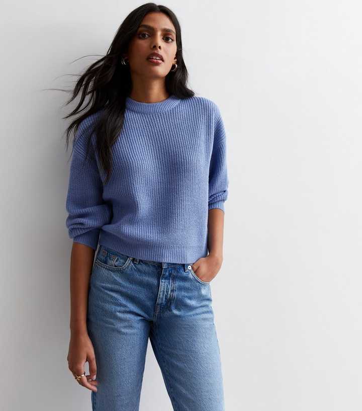 FINE KNIT CROP SWEATER - Electric blue