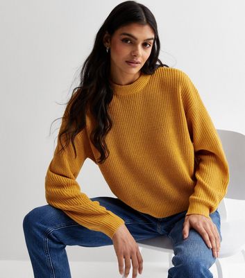 Mustard Stitch Knit Crop Jumper New Look