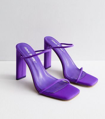 Public Desire Purple Strappy Mule Heel Sandals New Look