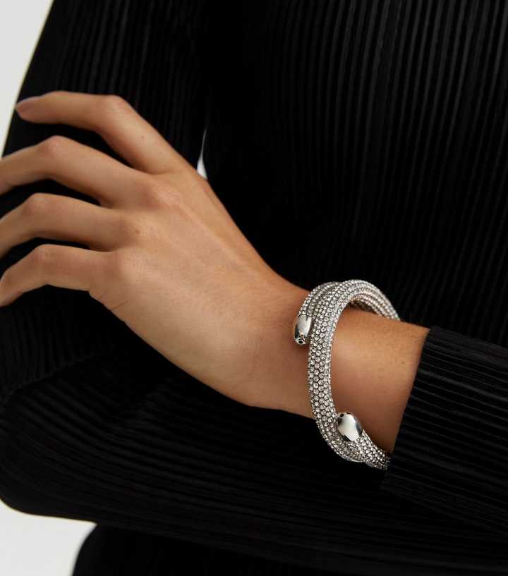 newlook.com | Silver Diamanté Tube Bracelet