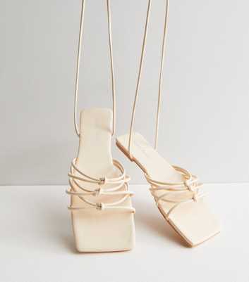 Public Desire Off White Strappy Tie Sandals