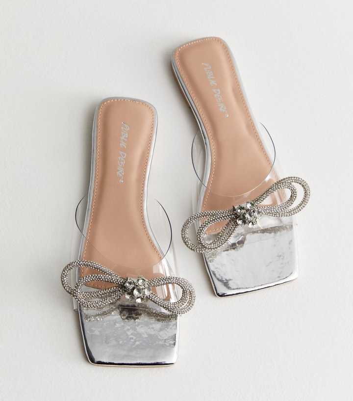 Public Desire Silver Bow Sliders