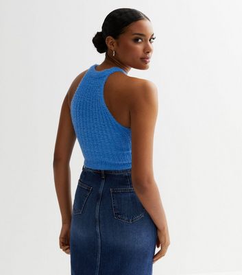 Blue Fluffy Soft Knit Crop Bralet