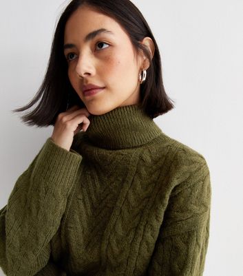 Khaki roll neck on sale jumper