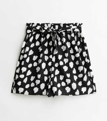 Tall Black Animal Print Tie High Waist Paperbag Shorts