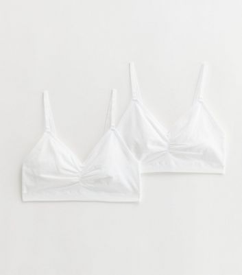 Girls 2 Pack White Seamless Non Wired Bras New Look