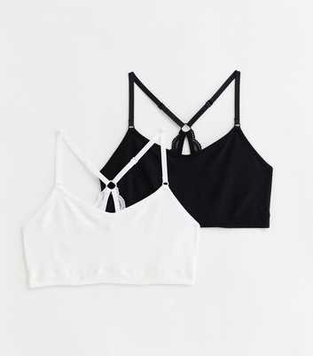 Girls 2 Pack Black and White Non Wired Padded Bras
