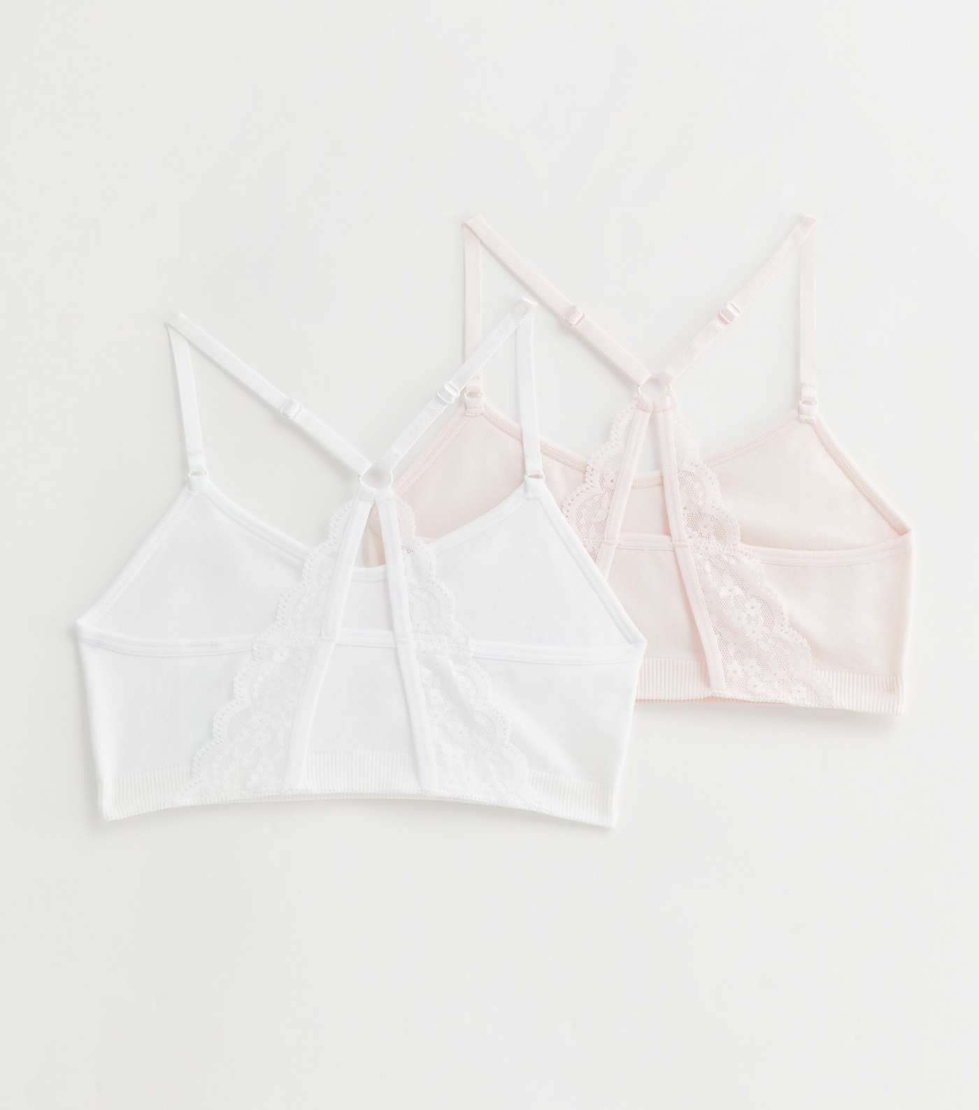 Girls 2 Pack Pink and White Seamless Crop Tops