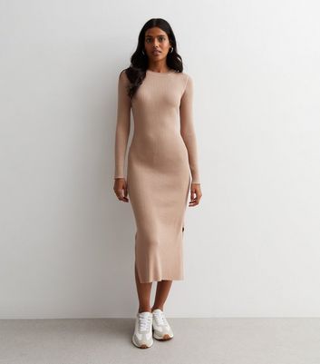 Camel bodycon 2025 midi dress