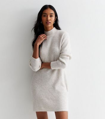 Crewneck Long Sleeve Sweater Dress Women Stylish Elegant Pure Color Bodycon  Kn#