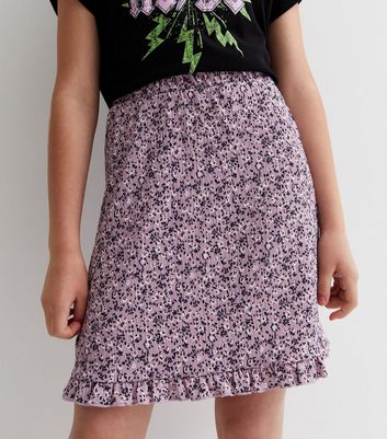 Name It Purple Floral Skirt New Look