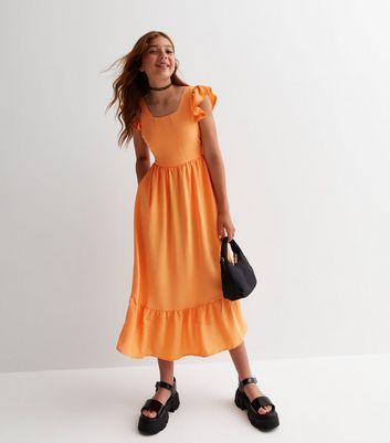 Bright orange outlet midi dress