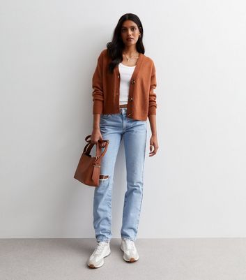 Rust on sale cardigan outfit