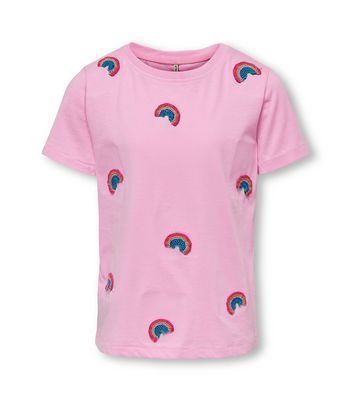 KIDS ONLY Pink Crochet Rainbow T-Shirt New Look