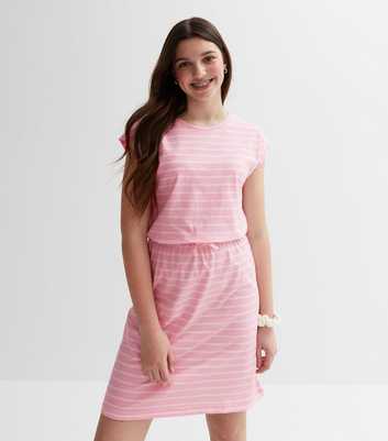 KIDS ONLY Pink Stripe Tie Waist Mini Dress