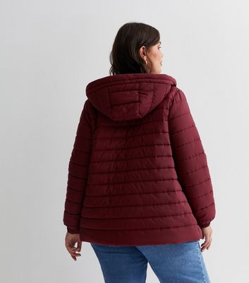 Burgundy puffer shop coat womens