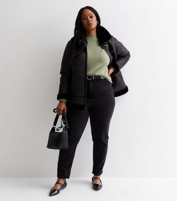 Black aviator 2024 jacket plus size