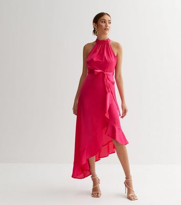 Pink satin outlet midi