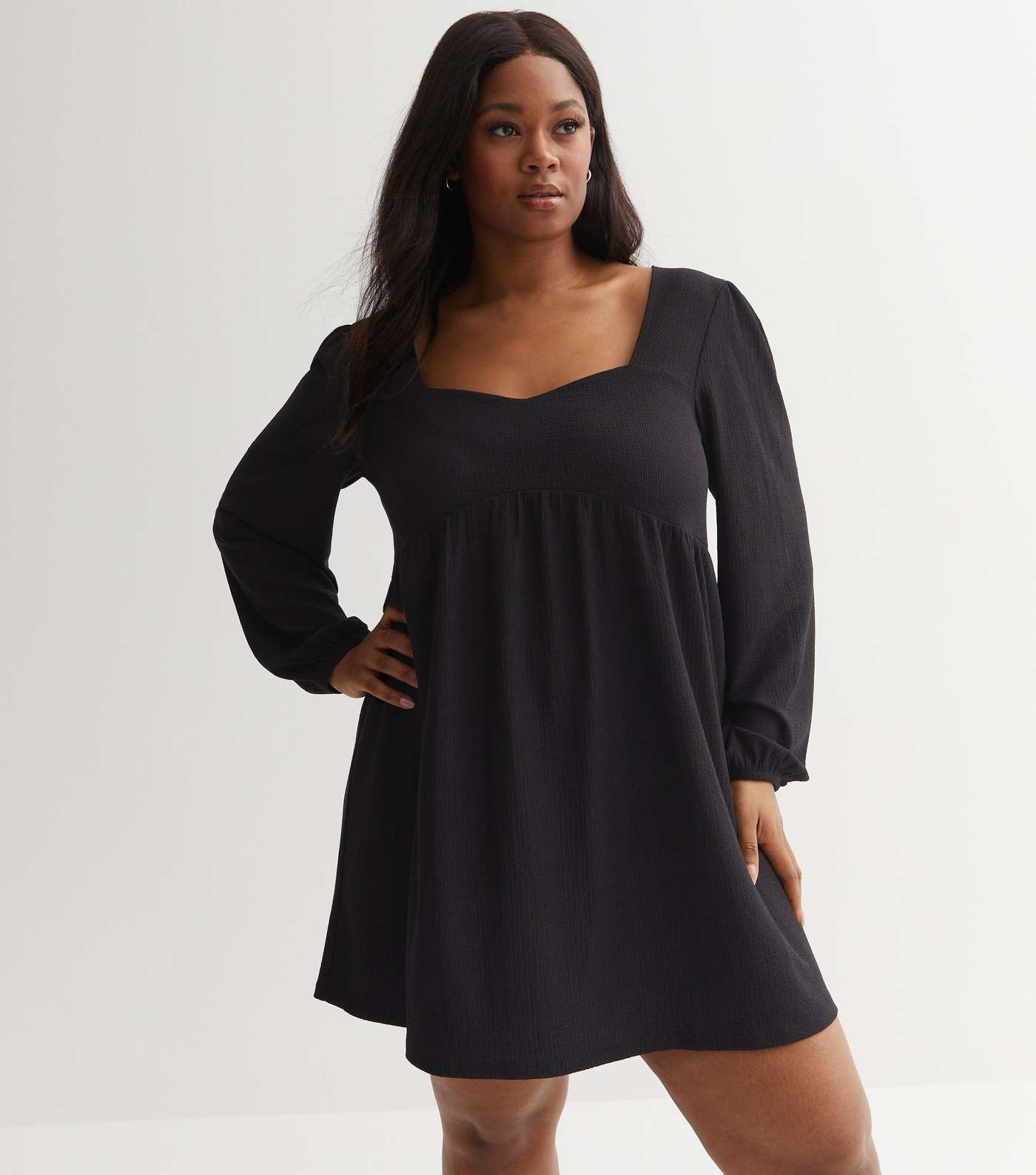 Black Crinkle Jersey Sweetheart Mini Dress Image 5