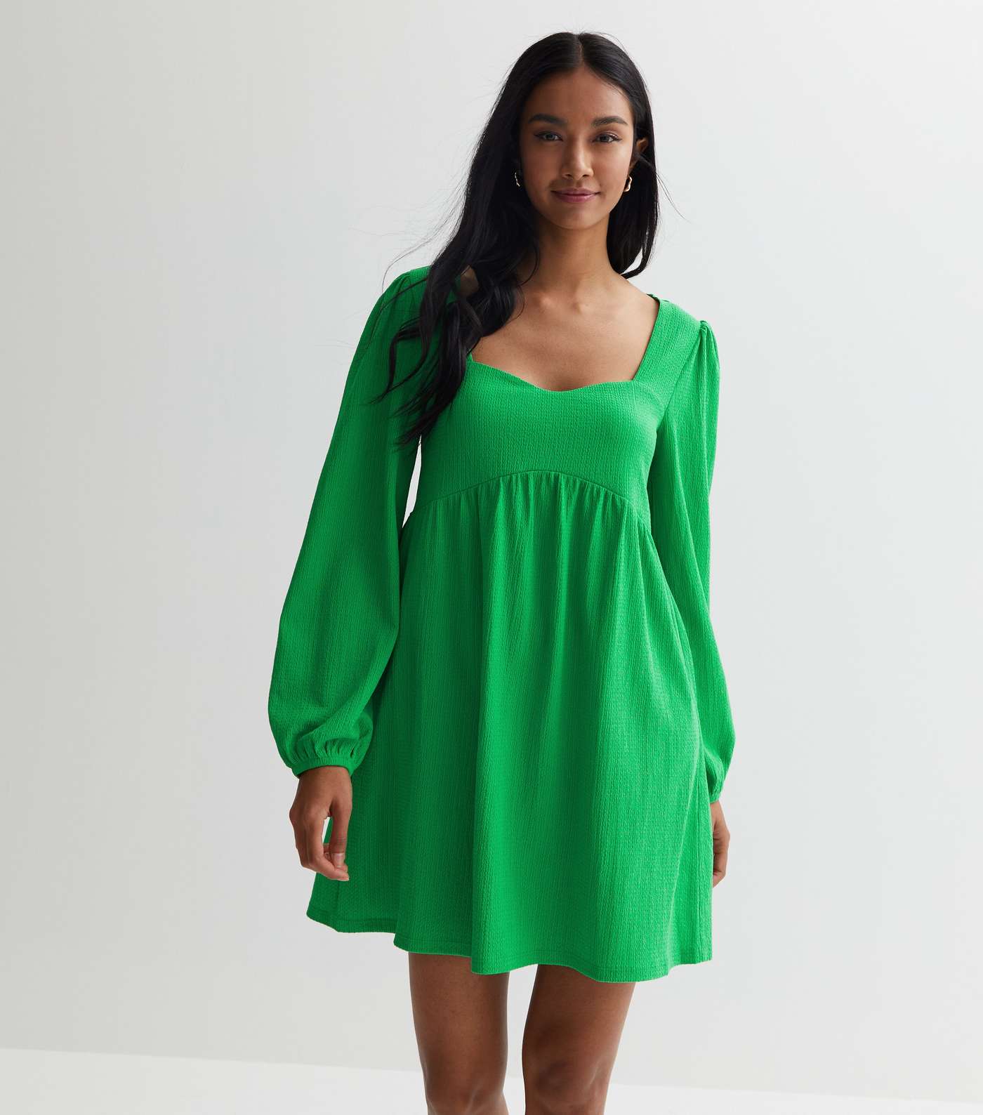 Green Crinkle Jersey Sweetheart Mini Dress Image 2
