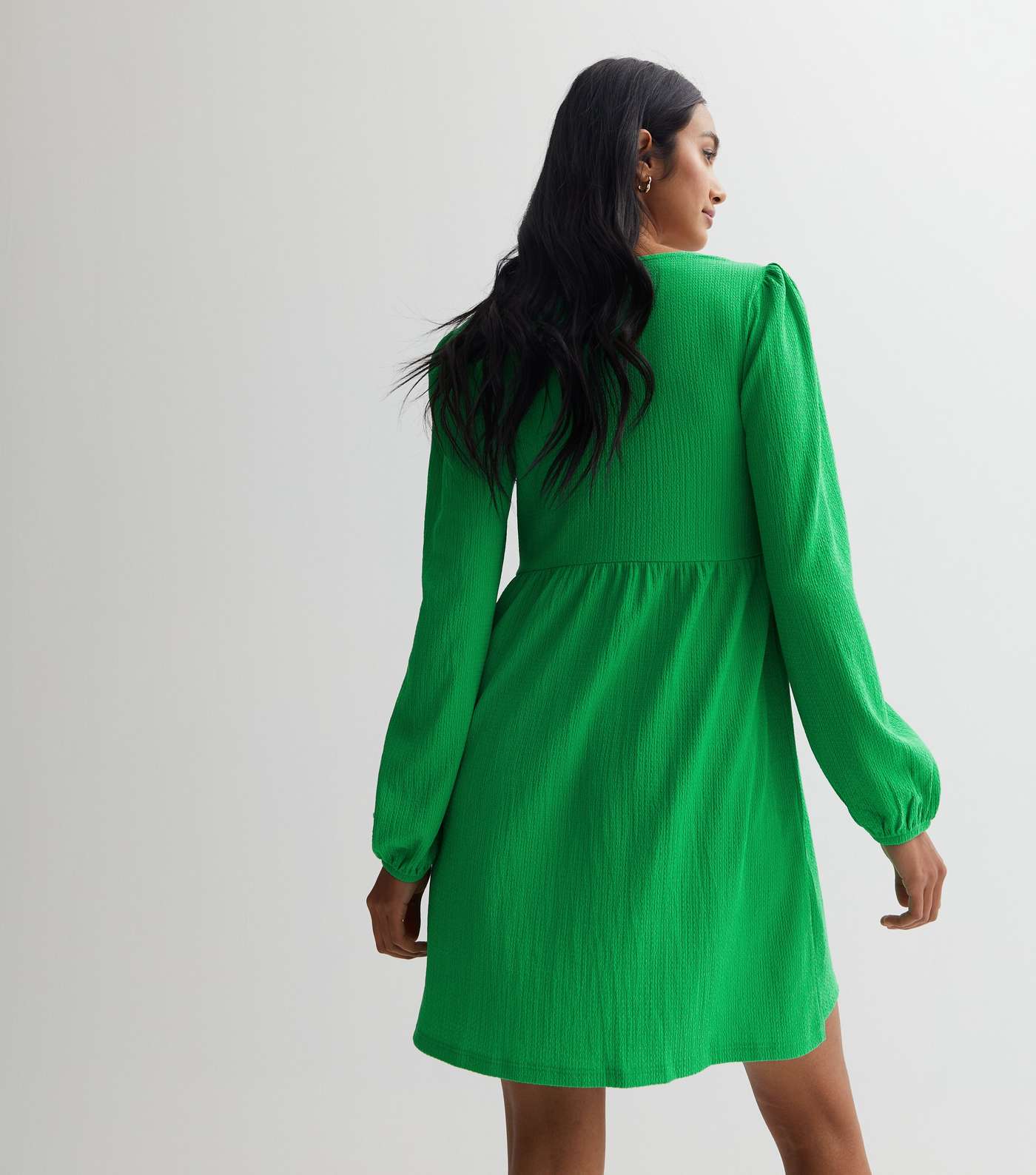 Green Crinkle Jersey Sweetheart Mini Dress Image 4