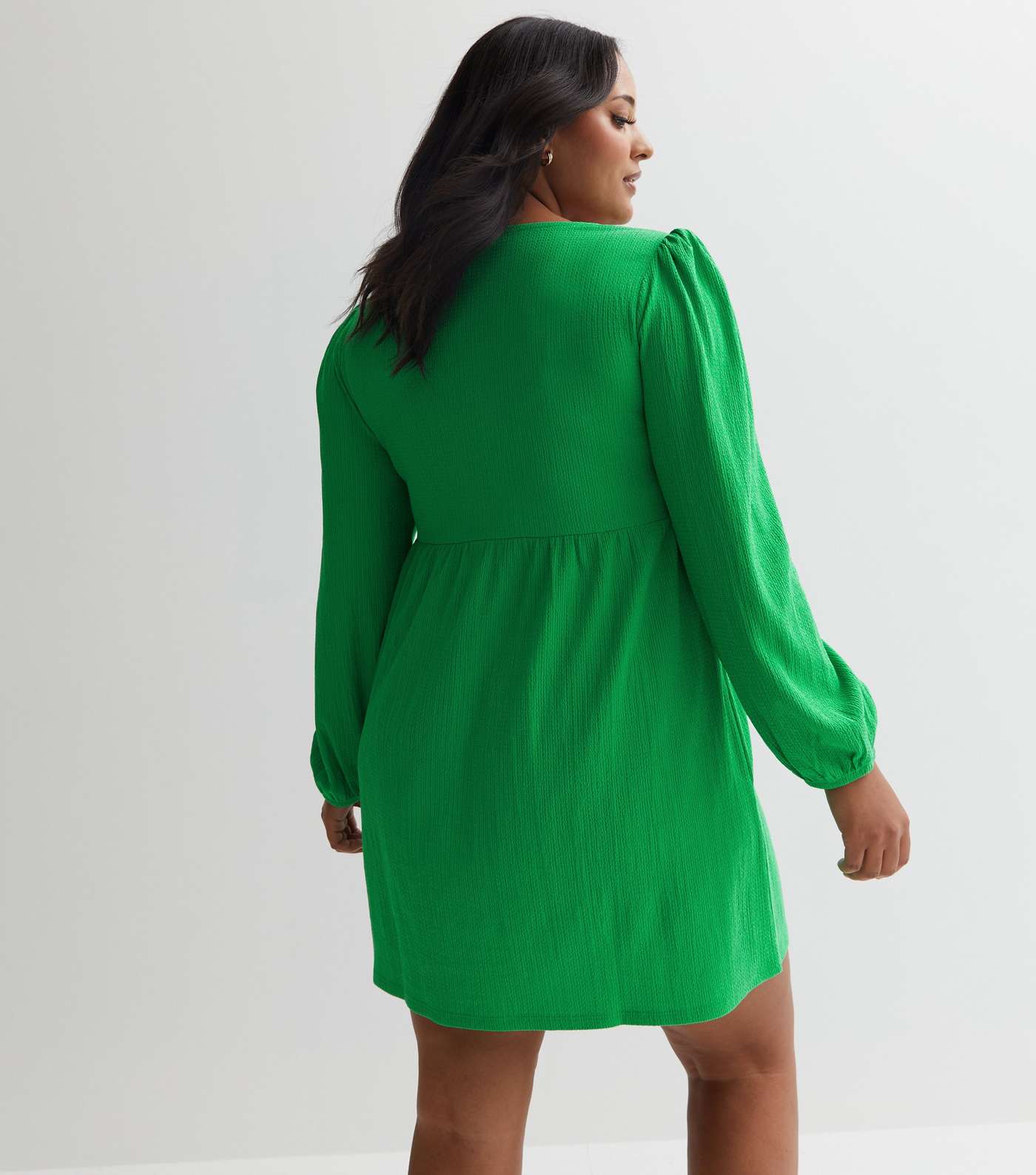 Green Crinkle Jersey Sweetheart Mini Dress Image 6