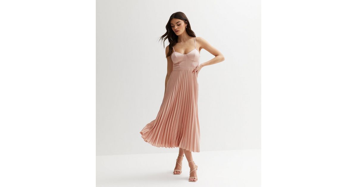 SATIN PLEATED CORSET MAXI DRESS – Her In Co.