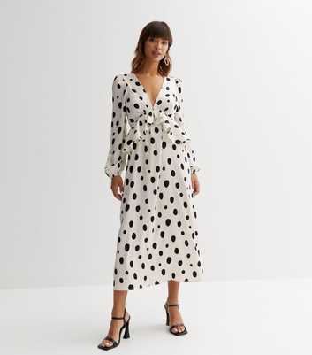 White Spot Jacquard Ruffle Midi Dress