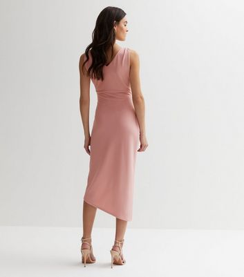 Pink cowl neck outlet midi dress