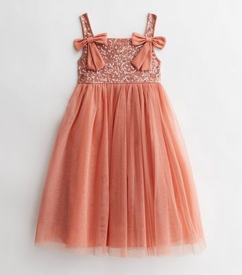 Mini Maya Pink Sequin Strappy Bow Dress