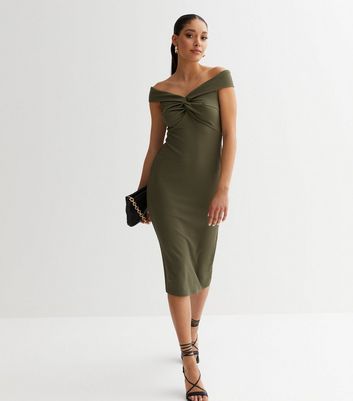 Khaki green hot sale bodycon dress