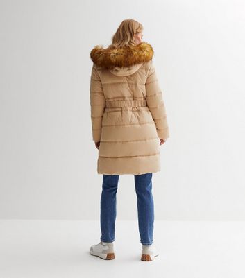 New look faux on sale fur belted padded coat