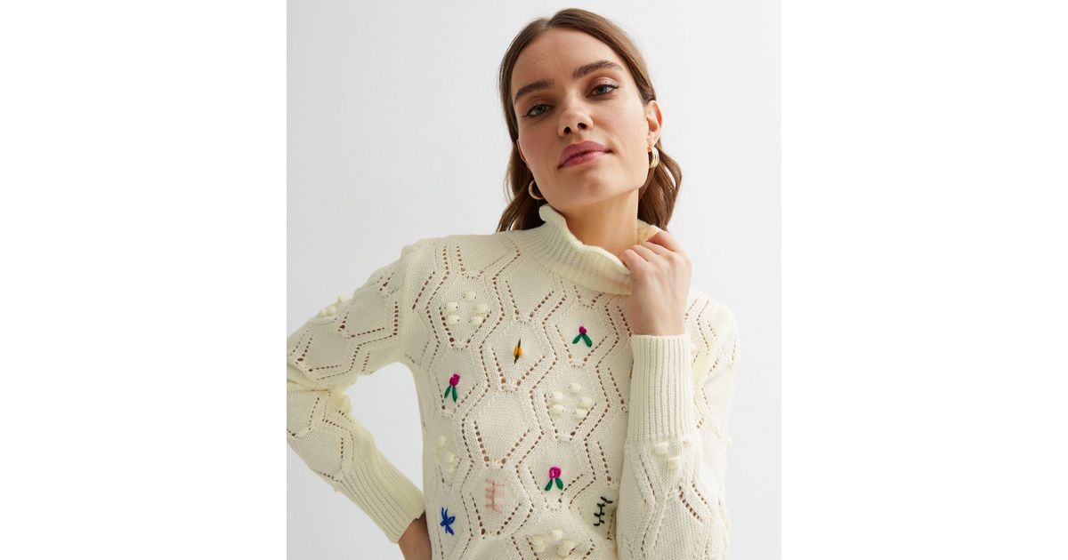 Knitted Frill Top Offwhite main image 1