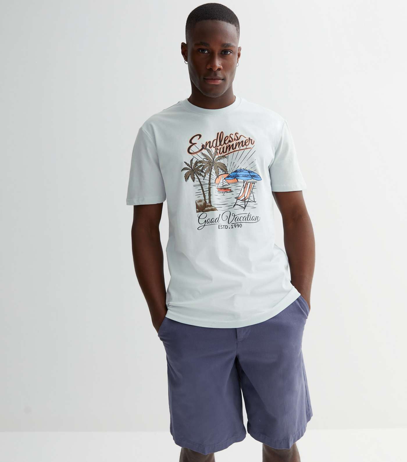 Only & Sons Pale Blue Endless Summer Logo T-Shirt Image 2