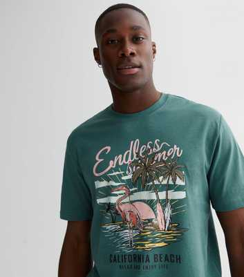 Only & Sons Teal Palm Photographic Logo T-Shirt