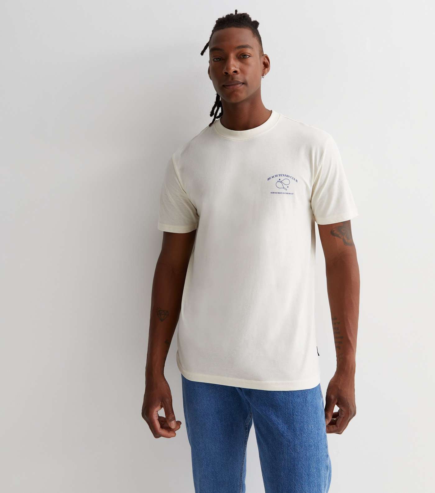 Only & Sons Cream Sports Club Front and Back Logo T-Shirt Image 2