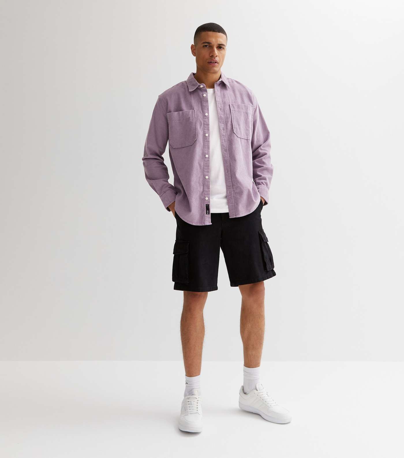 Only & Sons Lilac Corduroy Pocket Front Shirt Image 2