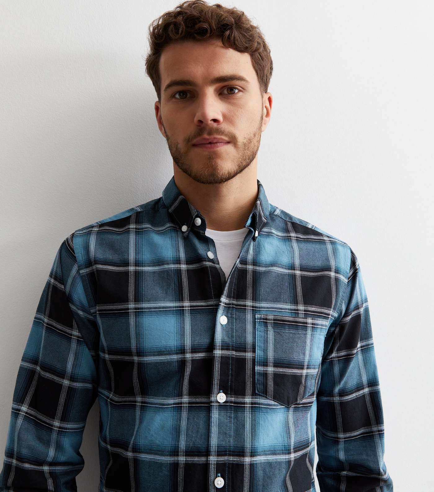 Only & Sons Black Check Long Sleeve Oxford Shirt Image 2