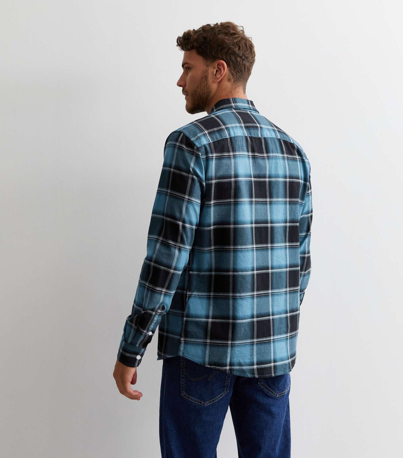Only & Sons Black Check Long Sleeve Oxford Shirt Image 4