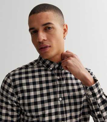 Only & Sons Stone Check Long Sleeve Oxford Shirt