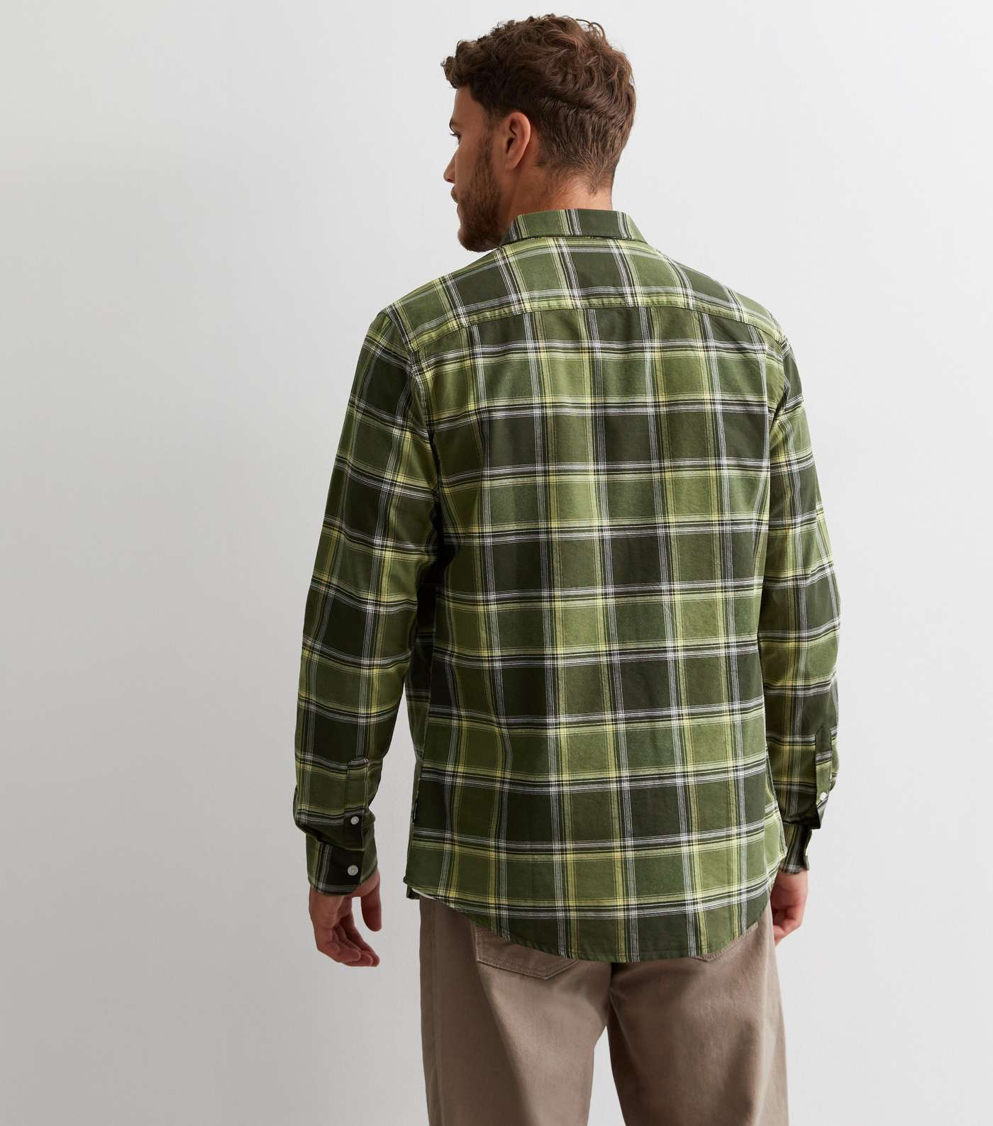Only & Sons Dark Green Check Long Sleeve Oxford Shirt Image 4