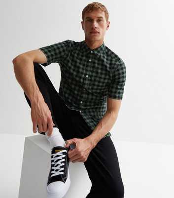 Only & Sons Green Check Short Sleeve Oxford Shirt