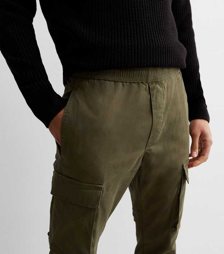 Buy H&M Men Olive Green Solid Cargo Trousers Slim Fit - Trousers for Men  10929184